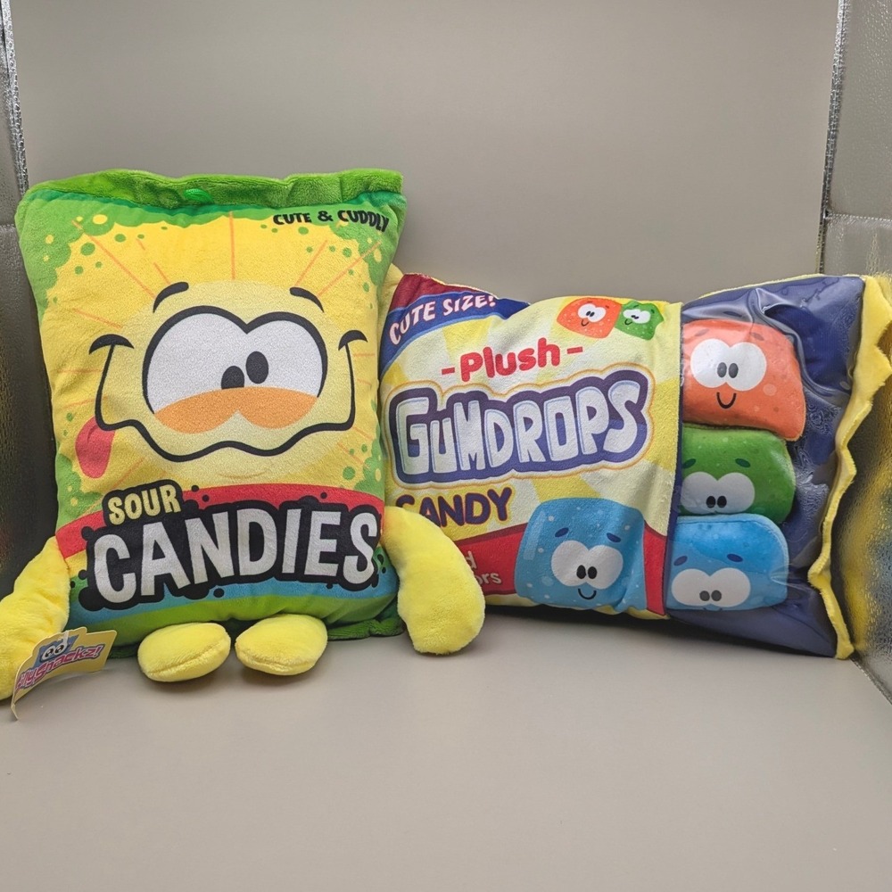 Good Stuff SillySnackz Sour and Gumdrop Plush - Set of 2, One with Tags